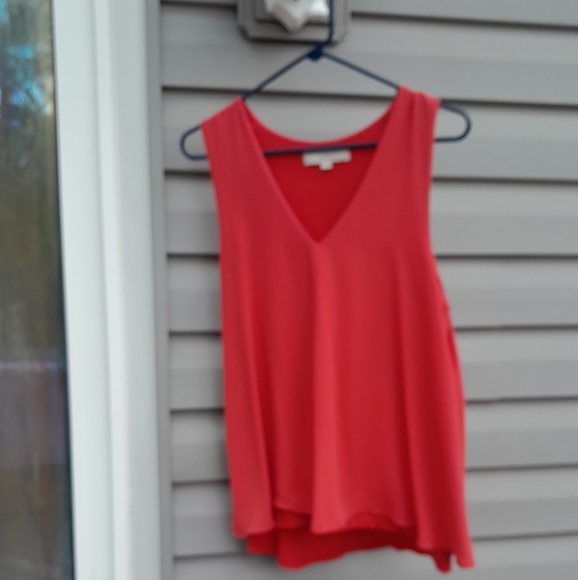 LOFT Womens L Red Asymmetrical Cut-Out Tank Top - Picture 1 of 4